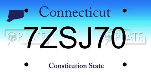7ZSJ70 Connecticut License Plate