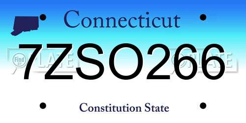 7ZSO266 Connecticut License Plate