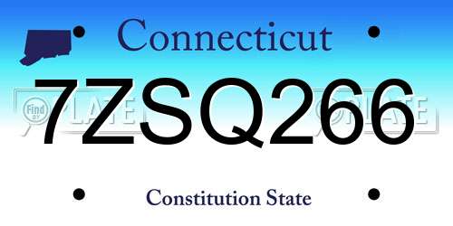 7ZSQ266 Connecticut License Plate