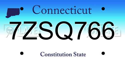 7ZSQ766 Connecticut License Plate
