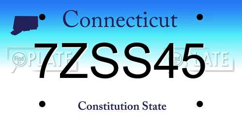 7ZSS45 Connecticut License Plate