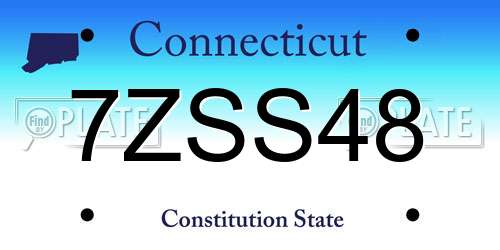 7ZSS48 Connecticut License Plate