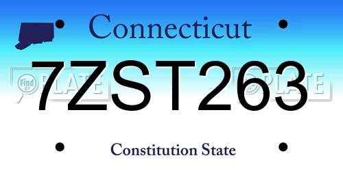 7ZST263 Connecticut License Plate