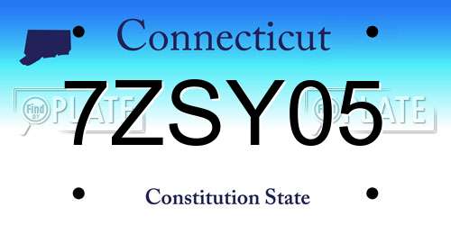 7ZSY05 Connecticut License Plate