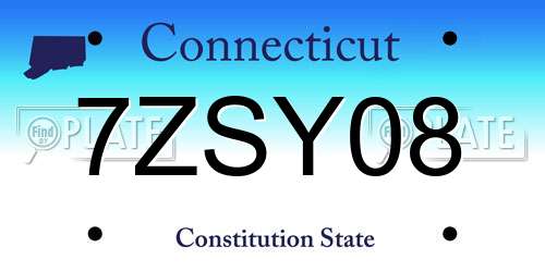 7ZSY08 Connecticut License Plate
