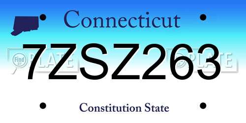 7ZSZ263 Connecticut License Plate