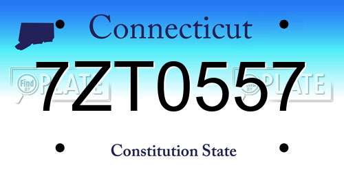 7ZT0557 Connecticut License Plate