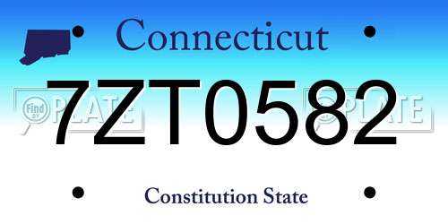 7ZT0582 Connecticut License Plate