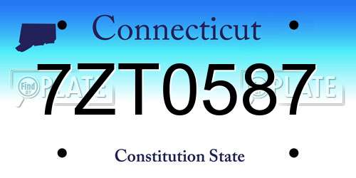 7ZT0587 Connecticut License Plate