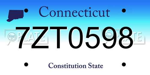 7ZT0598 Connecticut License Plate