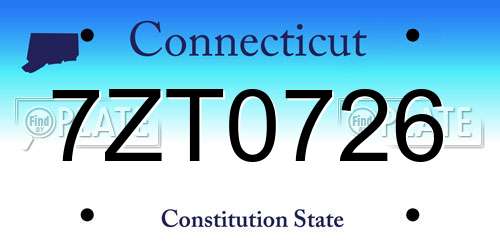 7ZT0726 Connecticut License Plate