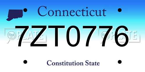 7ZT0776 Connecticut License Plate