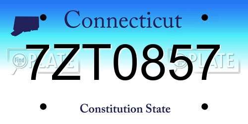 7ZT0857 Connecticut License Plate