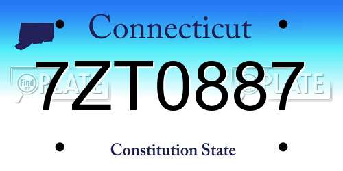 7ZT0887 Connecticut License Plate