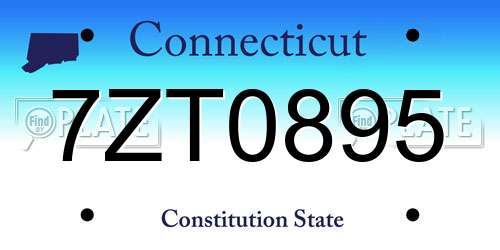 7ZT0895 Connecticut License Plate