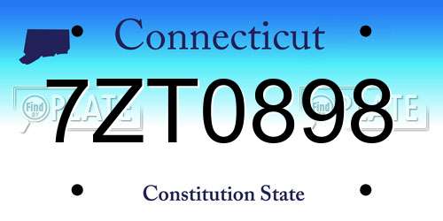 7ZT0898 Connecticut License Plate