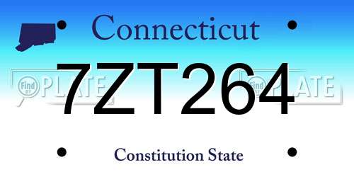 7ZT264 Connecticut License Plate