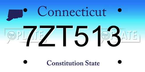 7ZT513 Connecticut License Plate