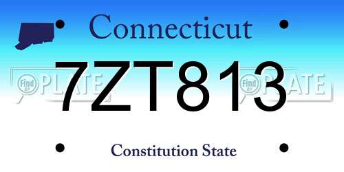 7ZT813 Connecticut License Plate