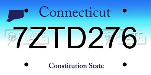 7ZTD276 Connecticut License Plate