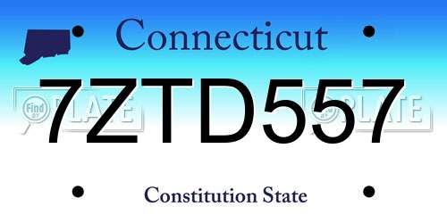 7ZTD557 Connecticut License Plate