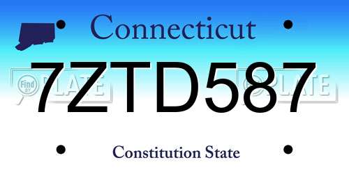 7ZTD587 Connecticut License Plate