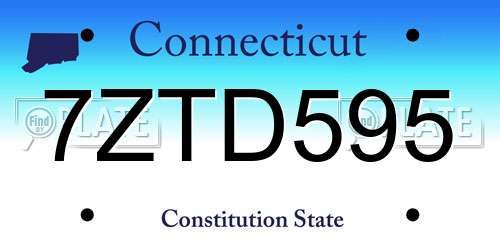 7ZTD595 Connecticut License Plate
