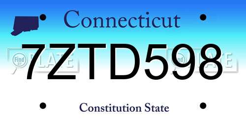 7ZTD598 Connecticut License Plate
