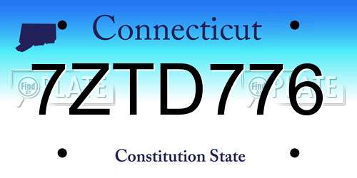 7ZTD776 Connecticut License Plate