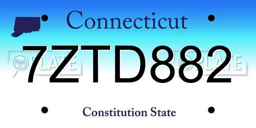 7ZTD882 Connecticut License Plate