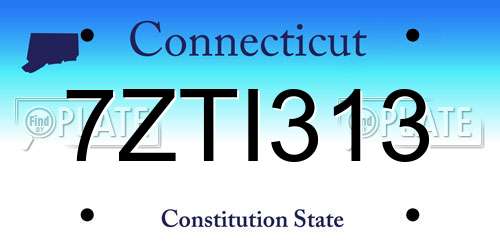 7ZTI313 Connecticut License Plate