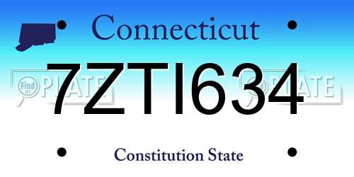 7ZTI634 Connecticut License Plate
