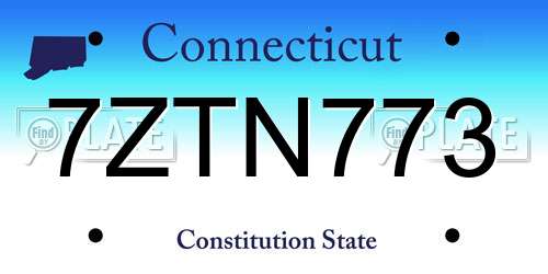7ZTN773 Connecticut License Plate
