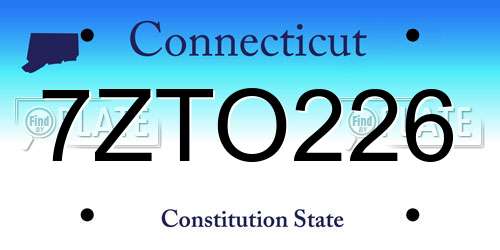 7ZTO226 Connecticut License Plate