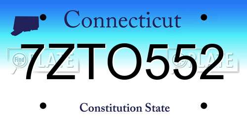 7ZTO552 Connecticut License Plate