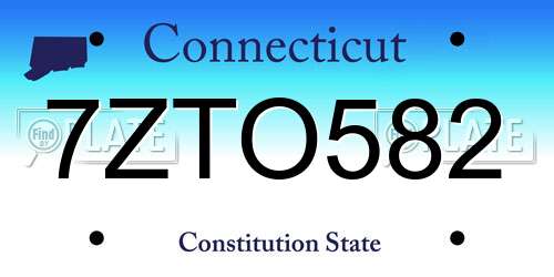 7ZTO582 Connecticut License Plate
