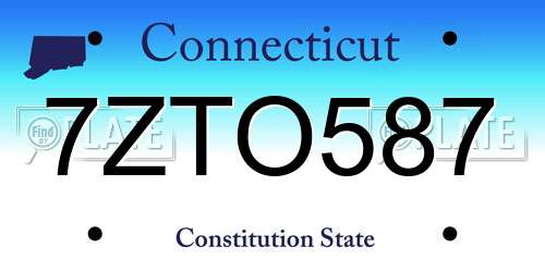 7ZTO587 Connecticut License Plate