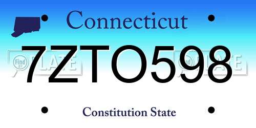 7ZTO598 Connecticut License Plate