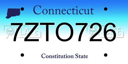 7ZTO726 Connecticut License Plate
