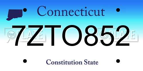 7ZTO852 Connecticut License Plate