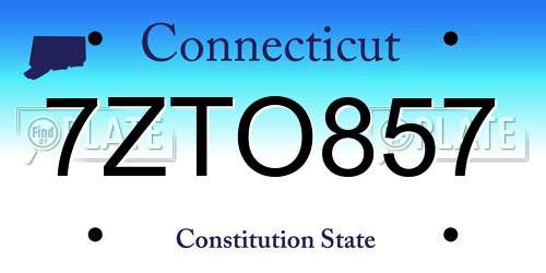 7ZTO857 Connecticut License Plate
