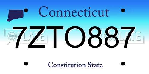 7ZTO887 Connecticut License Plate