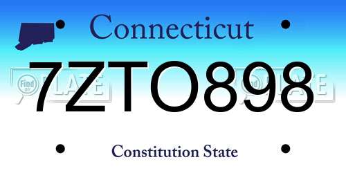 7ZTO898 Connecticut License Plate