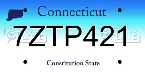7ZTP421 Connecticut License Plate