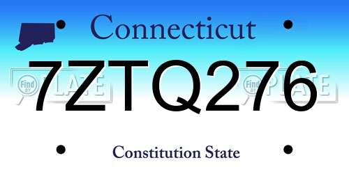 7ZTQ276 Connecticut License Plate