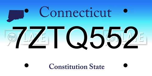 7ZTQ552 Connecticut License Plate