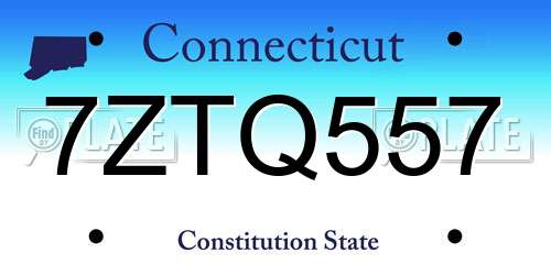 7ZTQ557 Connecticut License Plate