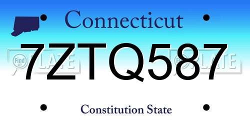 7ZTQ587 Connecticut License Plate