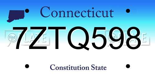 7ZTQ598 Connecticut License Plate