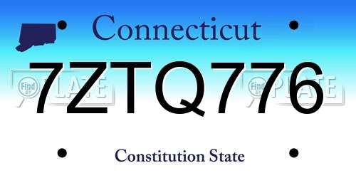 7ZTQ776 Connecticut License Plate